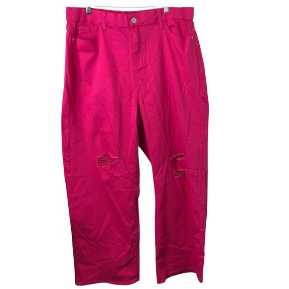 New York & Co. NWT Women's Ultra High Rise Wide Leg Pink Distressed Jeans 18W - Picture 1 of 11